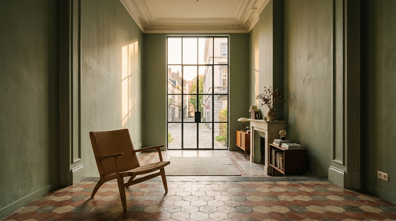 Intérieur restauré d'une maison de maître bruxelloise — projet Atelier Lemaire